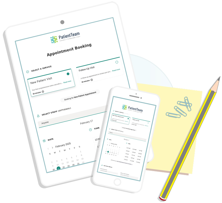 Illustration of convenient online appointment scheduling with PatientTeam.